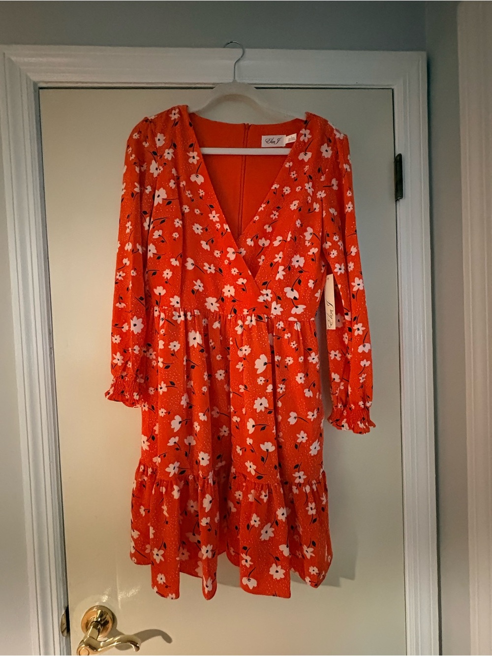 Eliza J Bright Orange Floral Dress